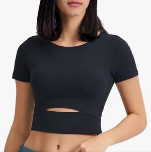 Barre Perfect Katrina Second Skin Athletic Crop Top Black  - Sz: M
